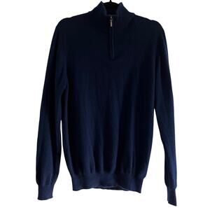 Joseph & Lyman 100% Cashmere Quarter Zip Sweater Navy Blue Size S